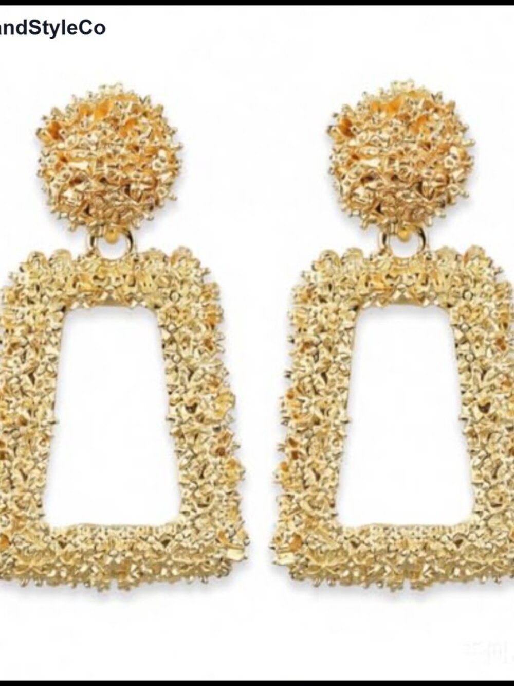 Matte 14K Gold Trapezoid Dangle Earrings, Textured Alloy Geometric Drop Jewelry